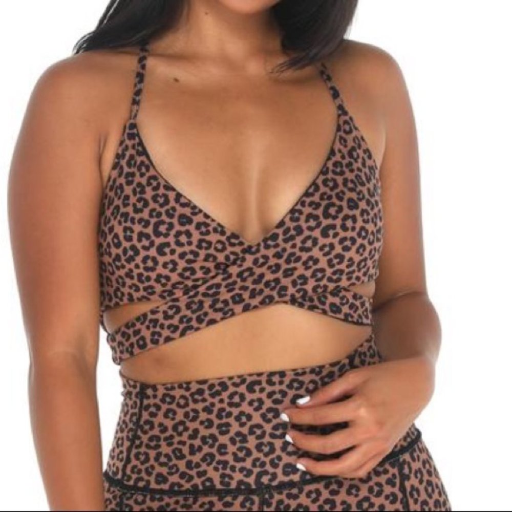 Ethos wrap it around leopard sports bra Sz L